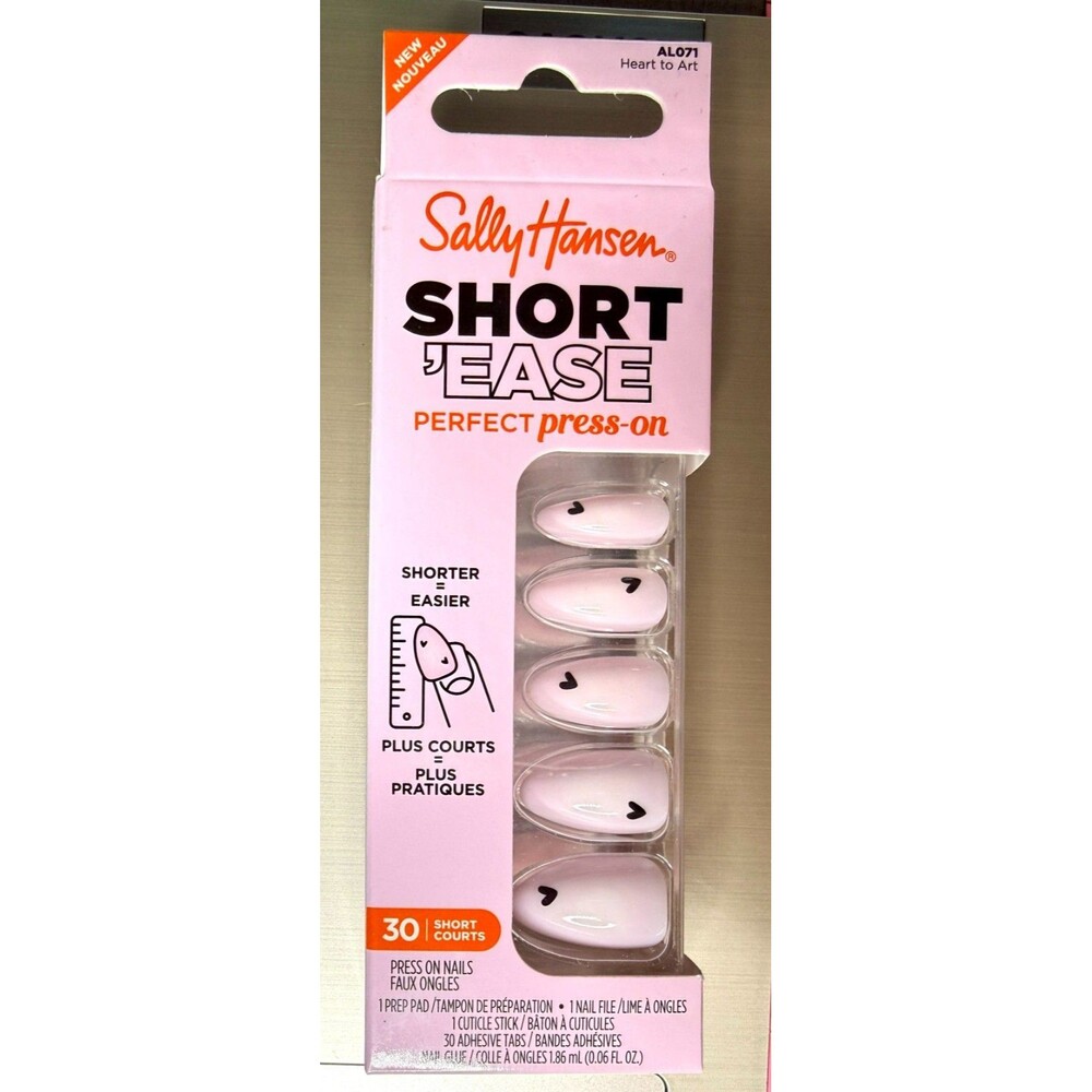 Sally Hansen Perfect Press-On Short'Ease Nails - Heart to Art (Pink)